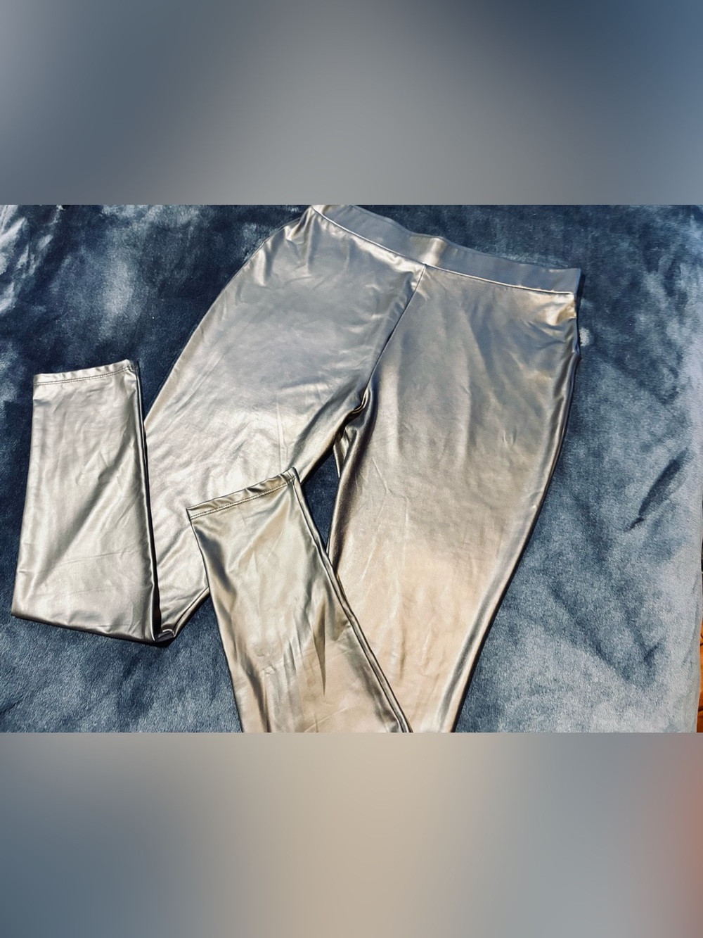 Women’s Metallic Black Faux Leather Leggings - Kardashian Kollection
